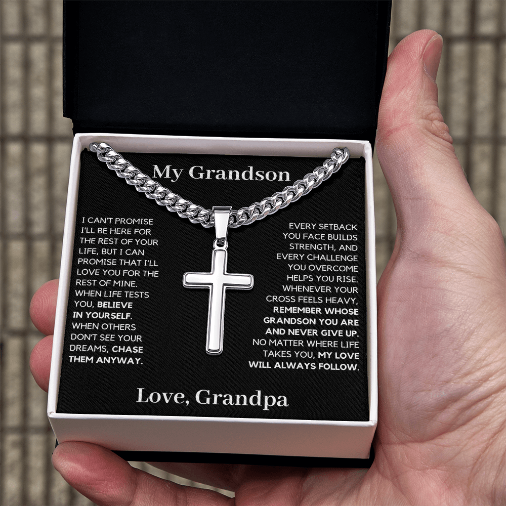 Gift for Grandson: Motivational Cross