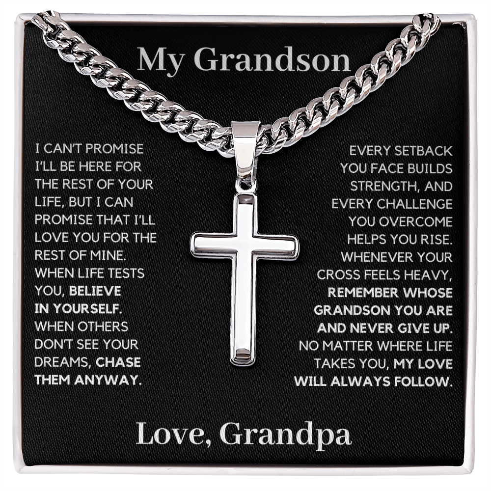 Gift for Grandson: Motivational Cross
