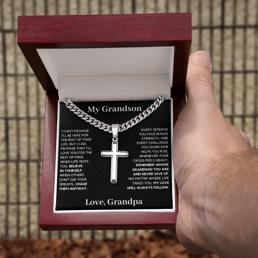 Gift for Grandson: Motivational Cross