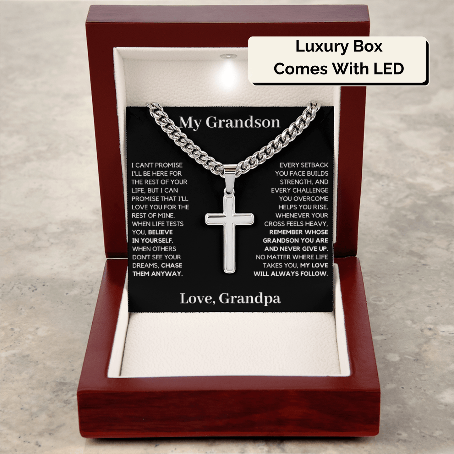 Gift for Grandson: Motivational Cross