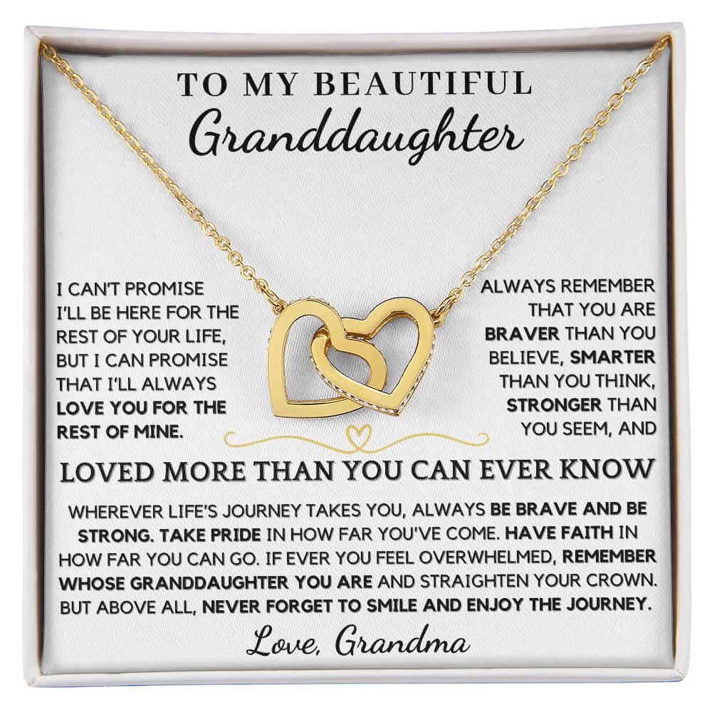 To My Beautiful Granddaughter from Grandma You Are Loved More Than You Can Ever Know - Interlocking Hearts