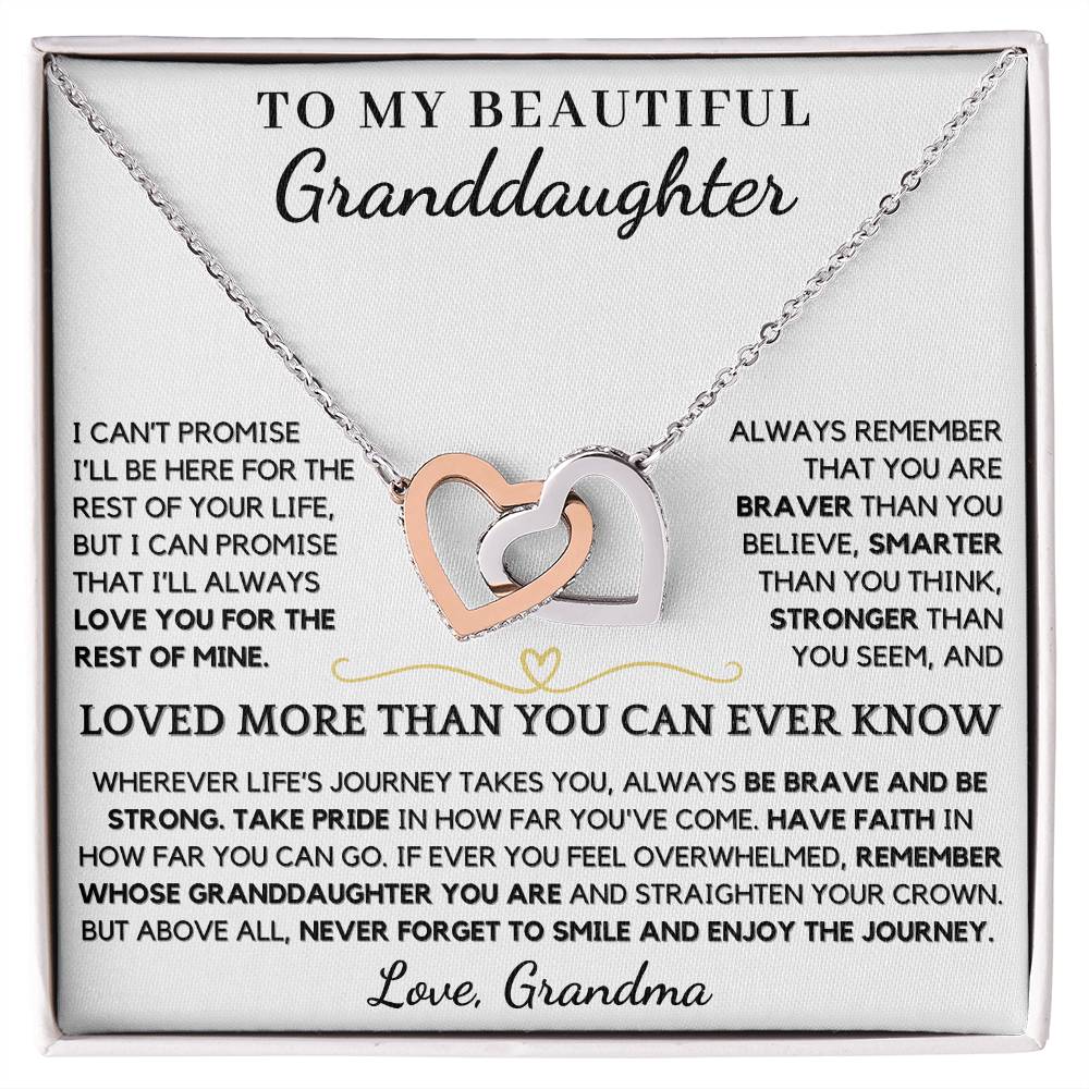 To My Beautiful Granddaughter from Grandma You Are Loved More Than You Can Ever Know - Interlocking Hearts