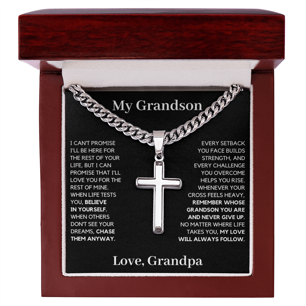 Gift for Grandson: Motivational Cross